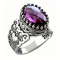 Vintage Baroque Crown Heart Ring With Antiqued Blackened Finish For Women view 5