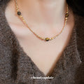 18K Gold Plated Tiger Eye Beaded Sweater Necklace, Old Money Retro Round Geometric Design view 1