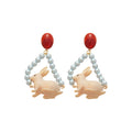 Cute Rabbit Faux Pearl Stud Earrings With Silver Posts, Vintage Elegant Animal Design view 5