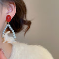 Cute Rabbit Faux Pearl Stud Earrings With Silver Posts, Vintage Elegant Animal Design view 3