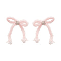 Light Luxury Iron Snowflake Bow Pearl Stud Earrings Necklace Jewelry Set For Women view 5