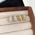 Light Luxury Alloy Oval Rhinestone Threaded Stud Earrings For Women Daily Commuter Jewelry view 4