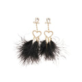 Rhinestone Heart Feather Tassel Drop Earrings With Silver Posts, Light Luxury Statement Style view 5