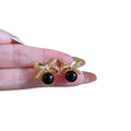 Gold Plated Silver Needle Faux Pearl Tiger Eye Bow Stud Earrings Vintage Light Luxury Style view 5