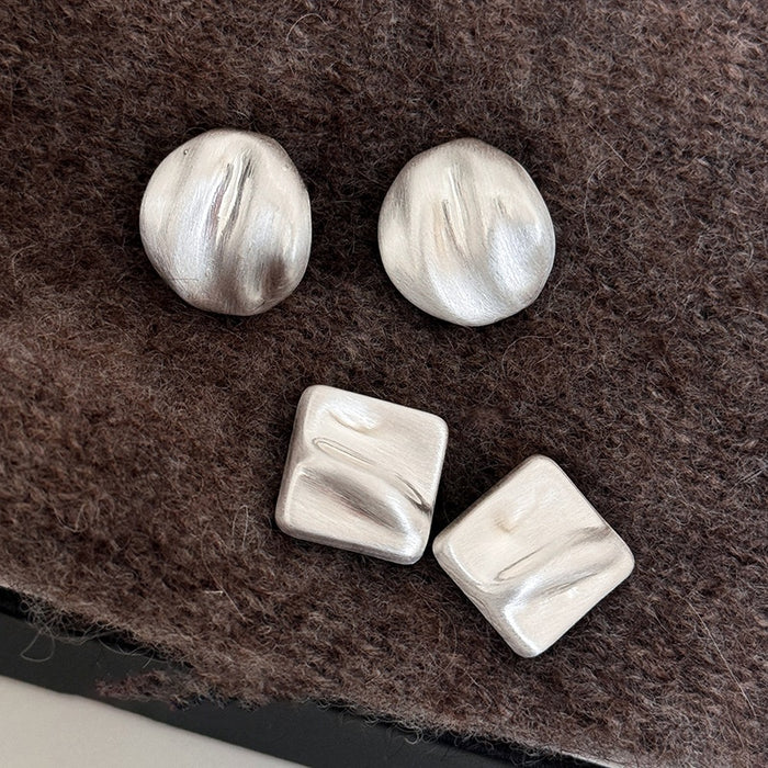 Alloy Geometric Wrinkle Texture Quadrilateral Drop Earrings For Women, Minimalist Modern Light Luxury Style