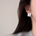 Alloy Geometric Wrinkle Texture Quadrilateral Drop Earrings For Women, Minimalist Modern Light Luxury Style view 2