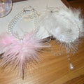 Double Layer Faux Pearl Beaded Feather Tassel Necklace, Elegant Light Luxury Geometric Choker view 4