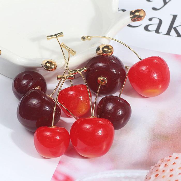 Cherry Look Ball and Gold Stem Drop Earrings in Five Styles