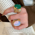Vintage Oval Open Metal Statement Ring For Women Light Luxury Geometric Index Finger Jewelry view 3