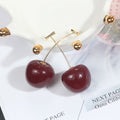 Cherry Look Ball and Gold Stem Drop Earrings in Five Styles view 7