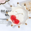 Cherry Look Ball and Gold Stem Drop Earrings in Five Styles view 6