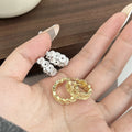 Vintage Luxury Copper Coin Hoop Huggie With Zircon Pave Link Design European Style For Women Earrings view 2