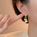 Light Luxury New Chinese Faux Pearl Zircon Cat Eye Gourd Drop Earrings For Women view 4
