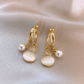Light Luxury New Chinese Faux Pearl Zircon Cat Eye Gourd Drop Earrings For Women view 1
