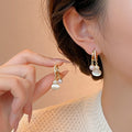 Light Luxury New Chinese Faux Pearl Zircon Cat Eye Gourd Drop Earrings For Women view 2