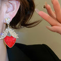 Light Luxury Resin Rhinestone Heart Wheat Stud Earrings With Silver Posts For Women view 3