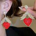 Light Luxury Resin Rhinestone Heart Wheat Stud Earrings With Silver Posts For Women view 1