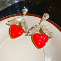 Light Luxury Resin Rhinestone Heart Wheat Stud Earrings With Silver Posts For Women view 2