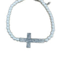 Light Luxury Faux Pearl Rhinestone Cross Choker Necklace For Women Vintage Geometric Collarbone Jewelry view 5