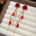 Sweet Floral Flocked Faux Pearl Tassel Drop Earrings With Silver Needle Elegant Daily Jewelry view 4