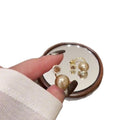 Vintage Light Luxury Round Faux Pearl Zircon Silver Pin Drop Earrings For Women view 5