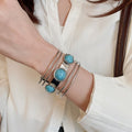 Vintage Iron And Acrylic Round Multilayer Open Bangle For Women Ethnic Light Luxury Jewelry view 3
