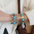 Vintage Iron And Acrylic Round Multilayer Open Bangle For Women Ethnic Light Luxury Jewelry view 1