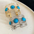 Vintage Iron And Acrylic Round Multilayer Open Bangle For Women Ethnic Light Luxury Jewelry view 2