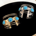Vintage Iron And Acrylic Round Multilayer Open Bangle For Women Ethnic Light Luxury Jewelry view 4