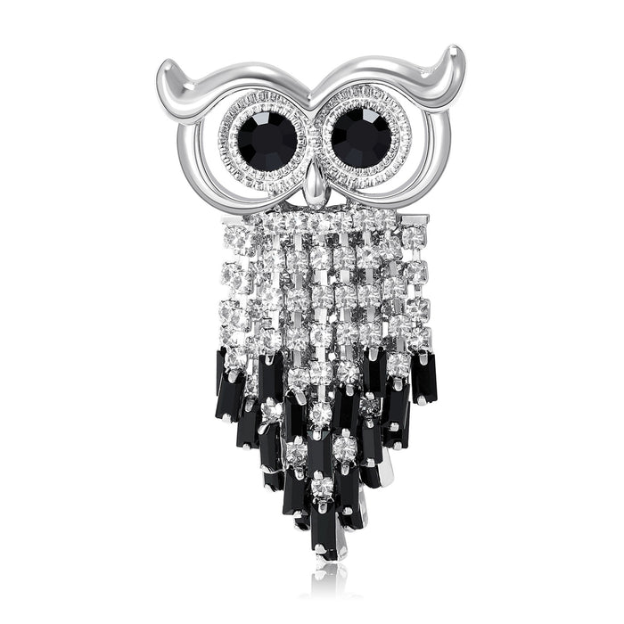 Alloy Rhinestone Glass Owl Brooch For Men's Clothing Accessories