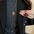 Light Luxury Copper Flocked Zircon Horse Pendant Sweater Necklace New Chinese Zodiac Choker view 2