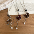 Light Luxury Copper Flocked Zircon Horse Pendant Sweater Necklace New Chinese Zodiac Choker view 3