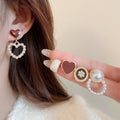 Light Luxury Geometric Faux Pearl Rhinestone Stud Earrings With Silver Posts For Women view 4