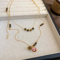 Stainless Steel Tiger Eye Pony Pendant Sweater Necklace Vintage Maillard Style Jewelry For Women view 2