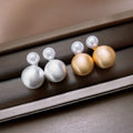 French Vintage Brushed Round Faux Pearl Stud Earrings Light Luxury Geometric Women's Jewelry view 4