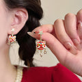 Silver Needle Oil-Drip Lion Dance Tassel Drop Earrings Chinese Style Alloy Elegant Daily Wear Jewelry view 4