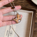 Light Luxury Faux Pearl Tiger Eye Wood Horse Pendant Sweater Necklace Retro Zodiac Jewelry view 2