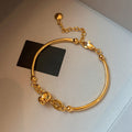 18K Gold Plated Copper Round Bamboo Joint Bangle French Vintage Minimalist Geometric Jewelry view 3
