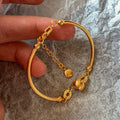 18K Gold Plated Copper Round Bamboo Joint Bangle French Vintage Minimalist Geometric Jewelry view 1