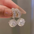 Vintage Elegant Zircon Lace Faux Pearl Geometric Circle Drop Earrings For Daily Light Luxury Style view 1