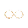 Metal C-Shaped Multi Layer Hoop Earrings With Silver Pins, Minimalist Geometric Light Luxury Style view 5