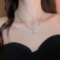 Korean Light Luxury Copper Zircon Teardrop Pendant Sweater Necklace For Elegant Layering view 1