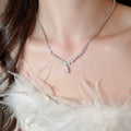 Korean Light Luxury Copper Zircon Teardrop Pendant Sweater Necklace For Elegant Layering view 3