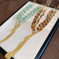 Light Luxury Geometric Faux Crystal Beaded Tassel Sweater Necklace For Women view 4