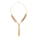 Light Luxury Geometric Faux Crystal Beaded Tassel Sweater Necklace For Women view 5