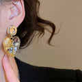 Oil Painting Style Heart Faux Pearl Stud Earrings French Vintage Light Luxury Jewelry for Women view 4