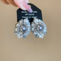 Light Luxury Faux Pearl Teardrop Drop Earrings With Rhinestone Silver Posts French Vintage Style view 2