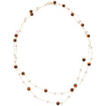 Light Luxury Tiger Eye Beaded Faux Pearl Layered Sweater Necklace Vintage Round Geometric Choker For Women view 5