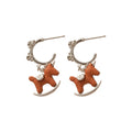 Resin Horse Pendant Drop Earrings With Silver Needle, New Chinese Light Luxury Zodiac Jewelry view 5