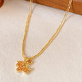 Copper Zircon Crystal Pony Necklace And Stud Earrings Jewelry Set For Women, Chinese Style view 3